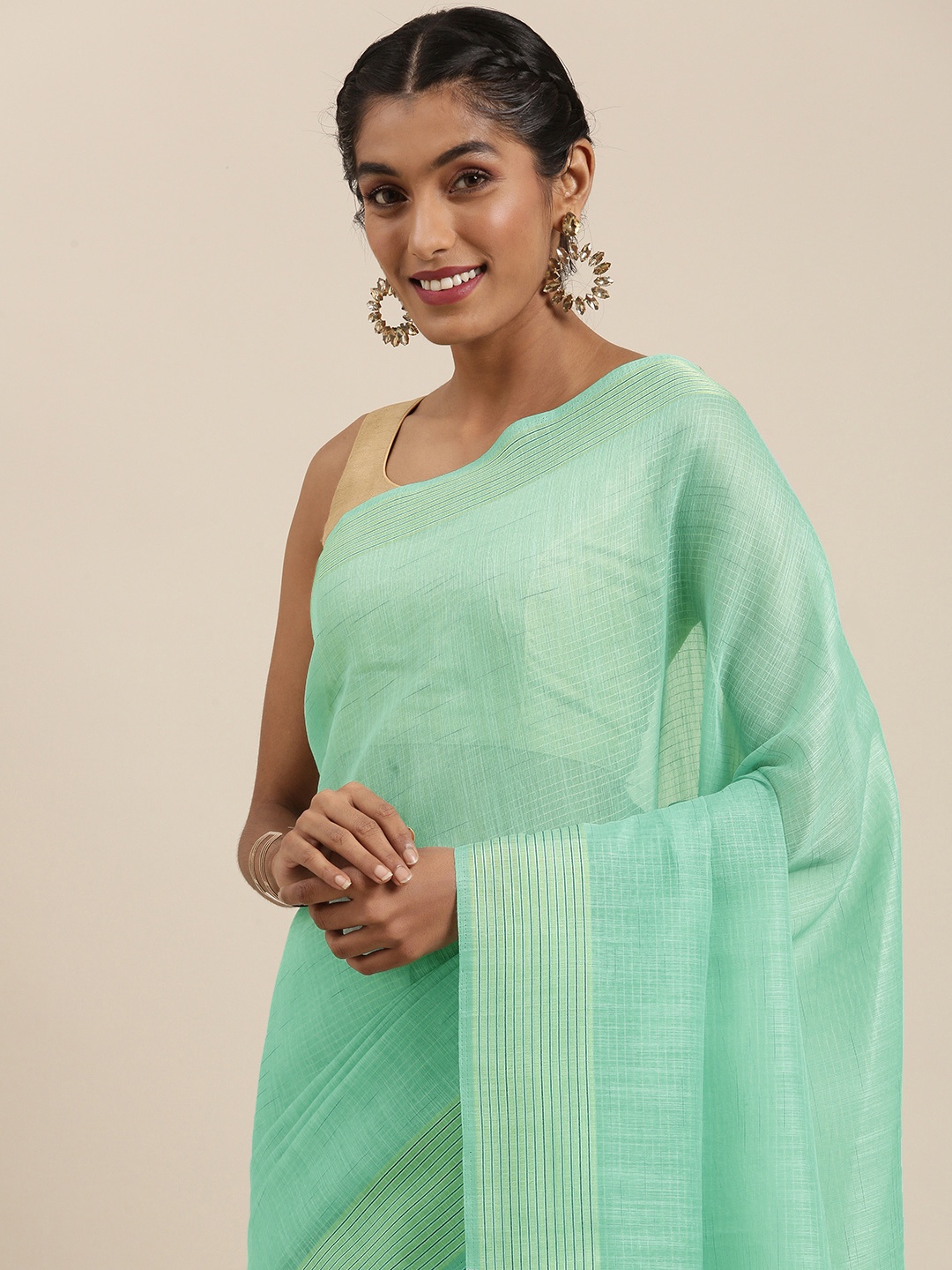 

Shaily Blue Embellished Silk Cotton Saree