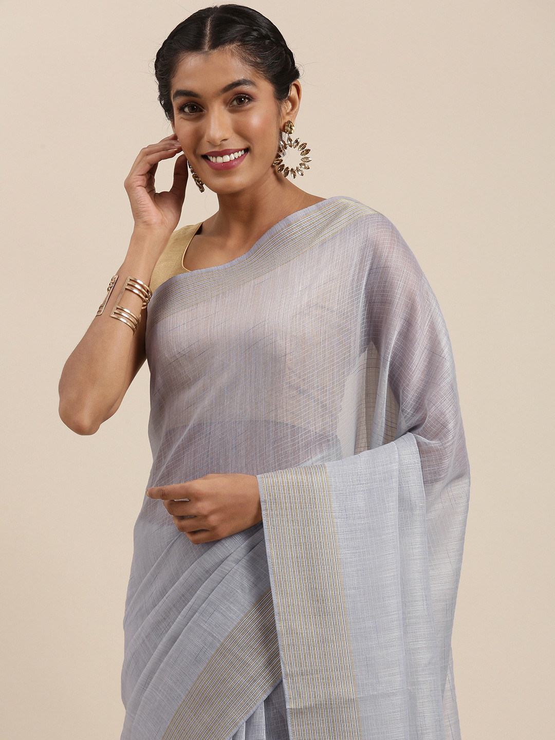 

Shaily Grey Embellished Silk Cotton Saree