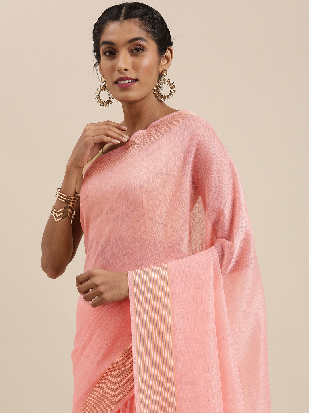 

Shaily Pink Embellished Silk Cotton Saree