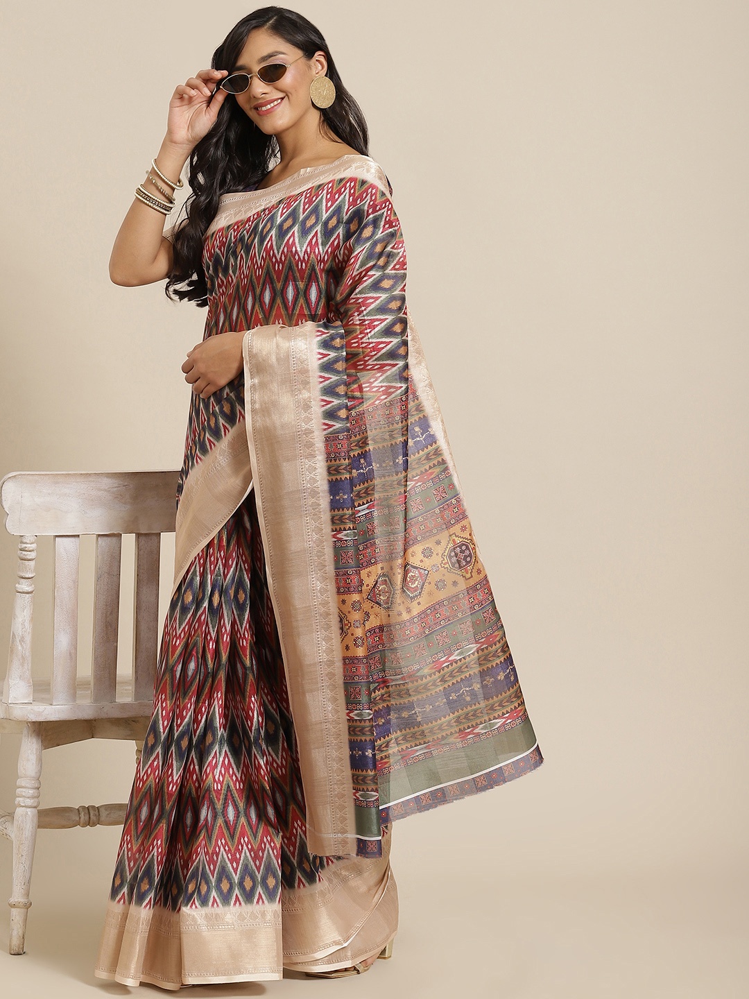 

SHUBHVASTRA Multicoloured Ethnic Motifs Saree, Multi