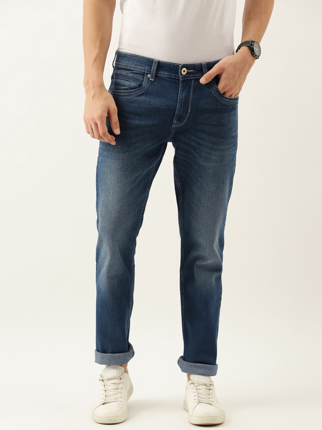 

Peter England Casuals Men Blue Slim Fit Mid-Rise Light Fade Stretchable Jeans