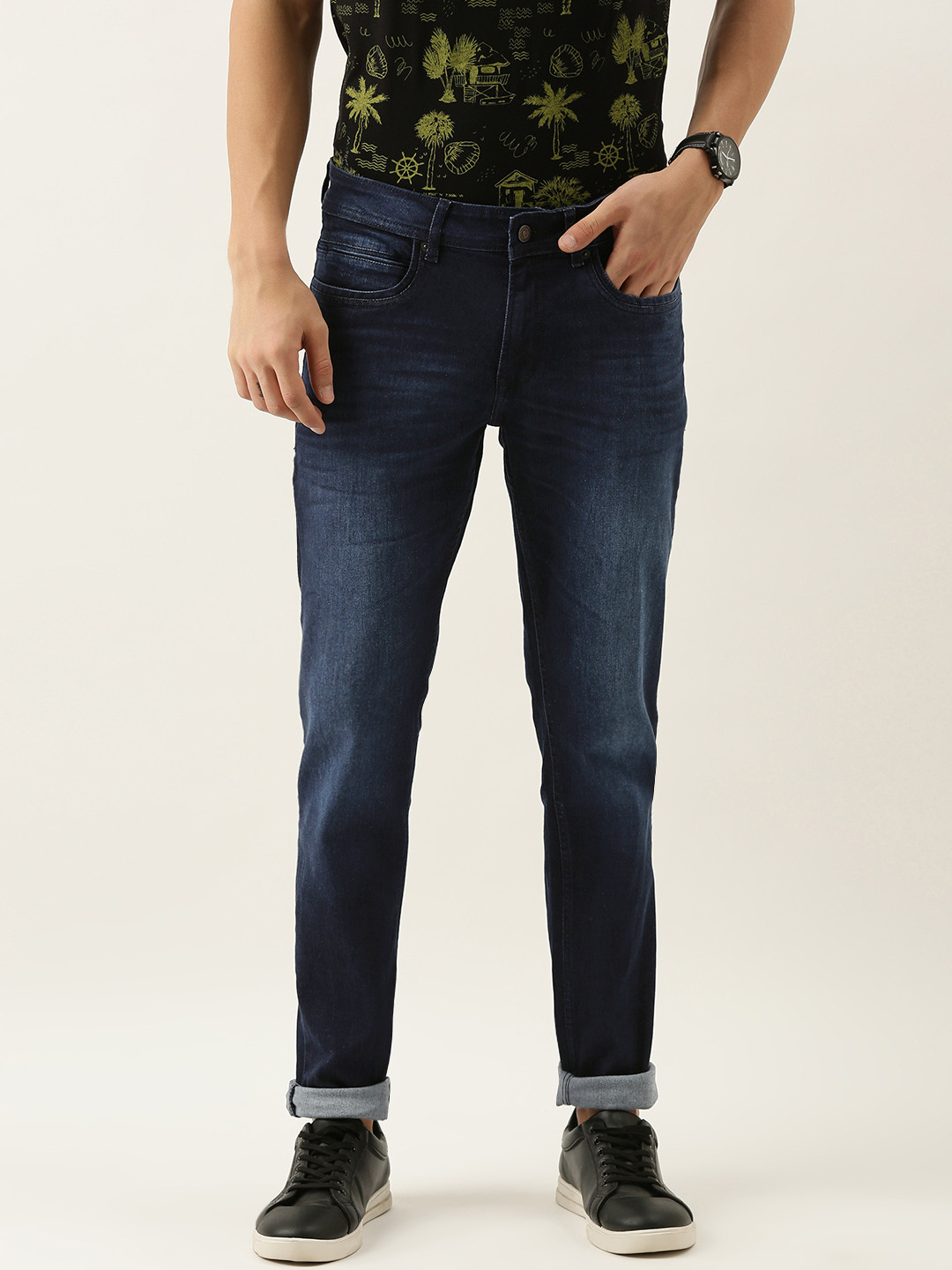 

Peter England Casuals Men Blue Slim Fit Mid-Rise Light Fade Stretchable Jeans