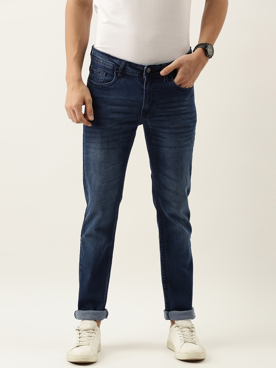 

Peter England Casuals Men Blue Slim Fit Mid-Rise Light Fade Stretchable Jeans