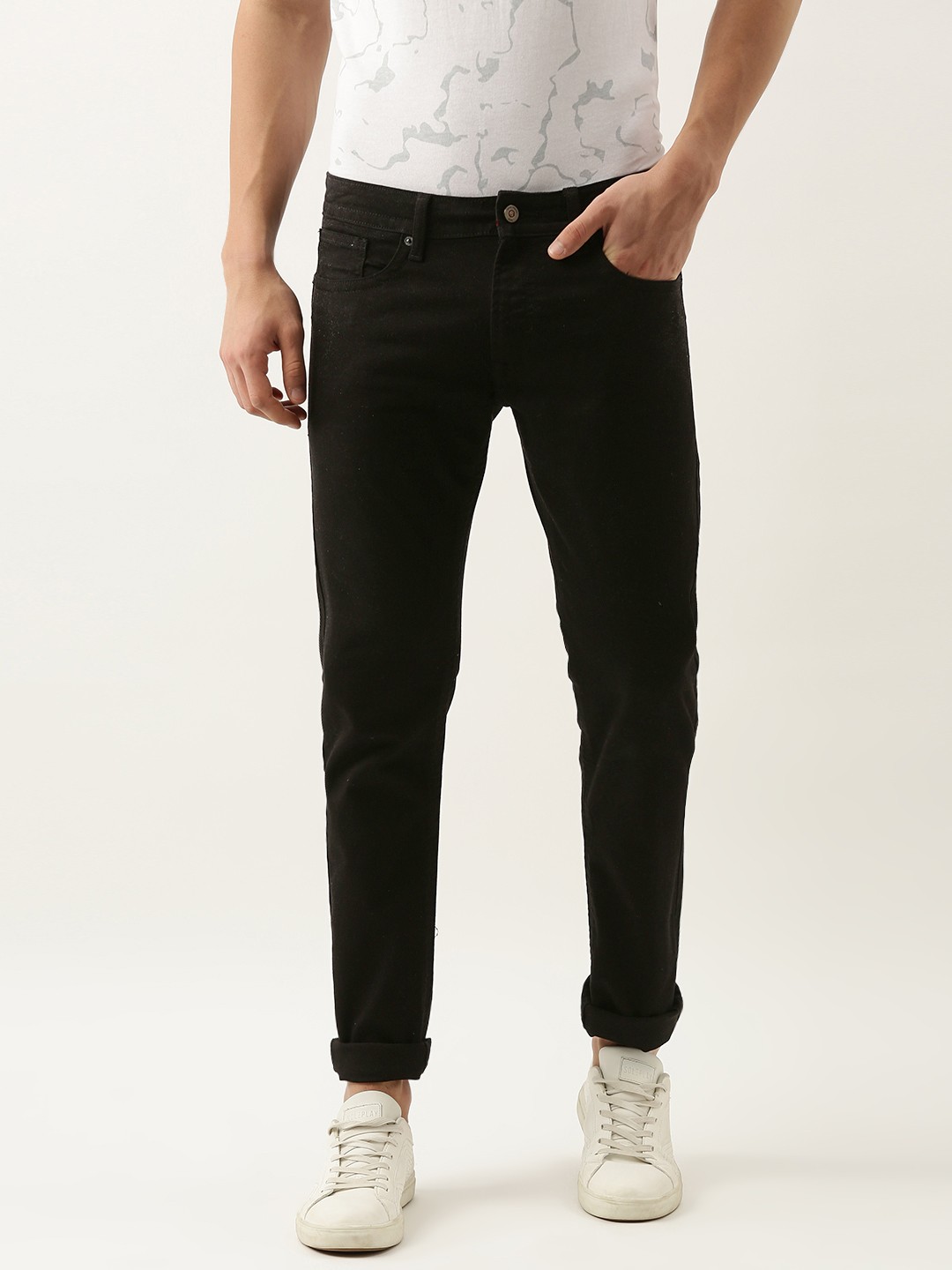 

Peter England Casuals Men Navy Blue Skinny Fit Mid-Rise Clean Look Stretchable Jeans