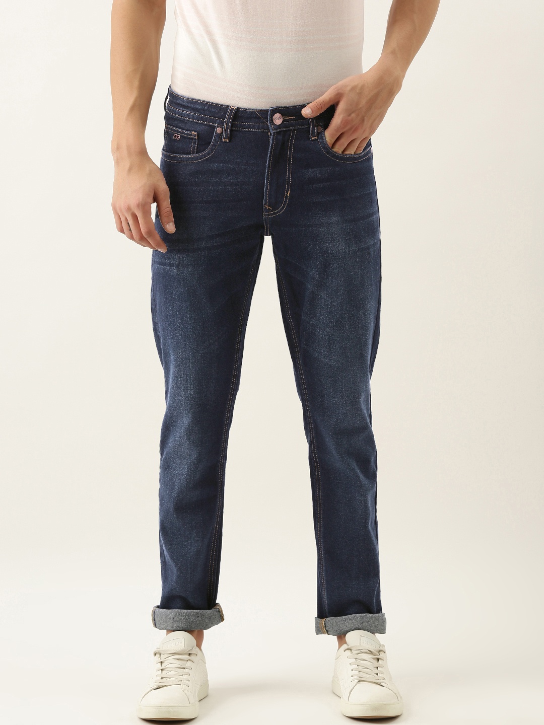 

Peter England Casuals Men Navy Blue Slim Fit Mid-Rise Light Fade Jeans