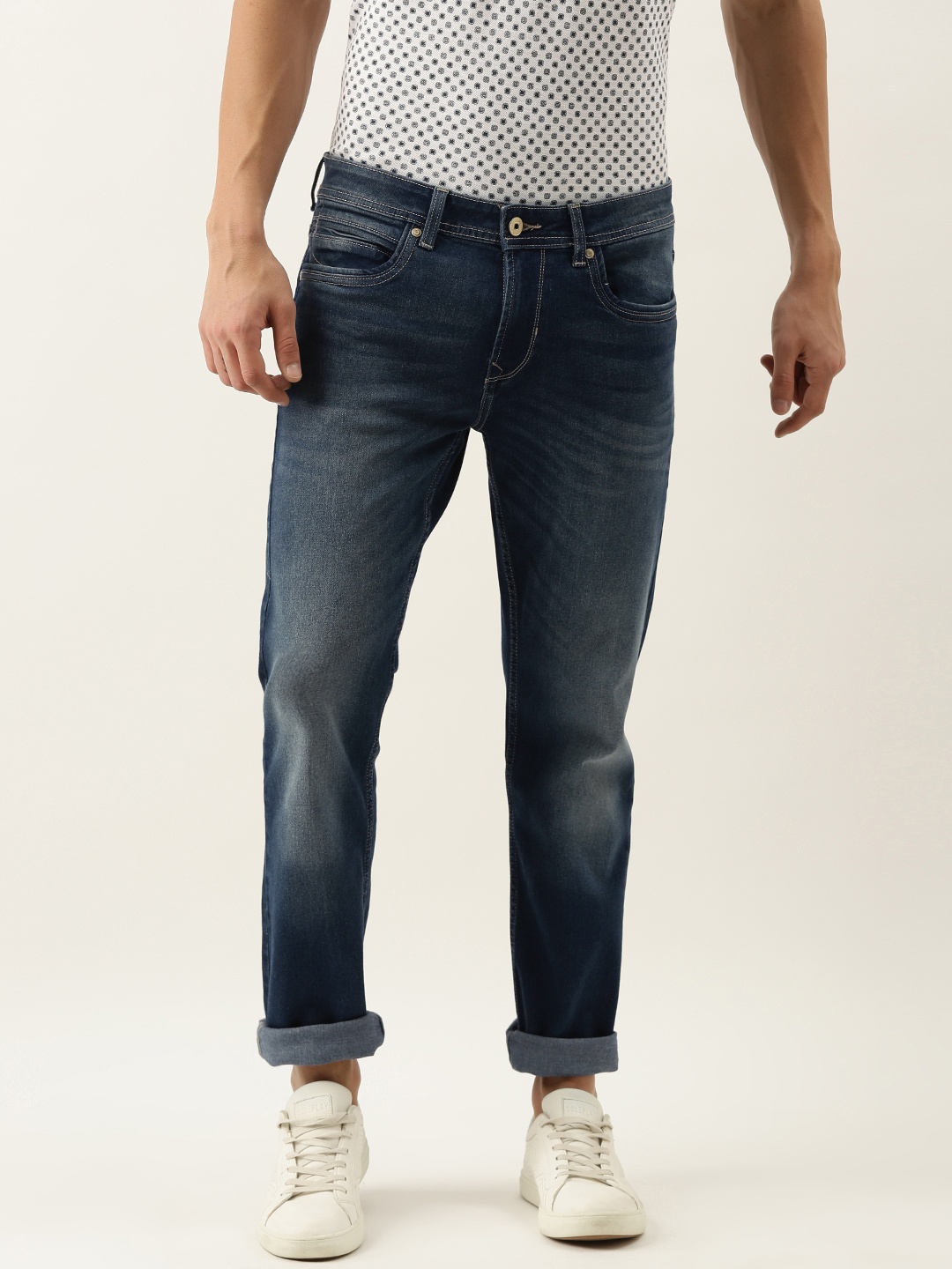 

Peter England Casuals Men Blue Slim Fit Mid-Rise Heavy Fade Jeans