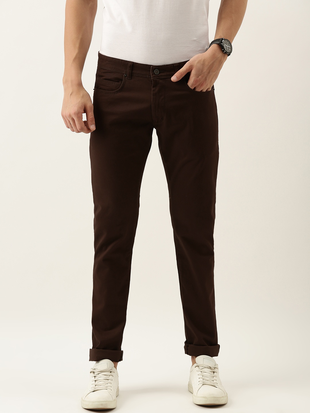 

Peter England Casuals Men Beige Skinny Fit Trousers
