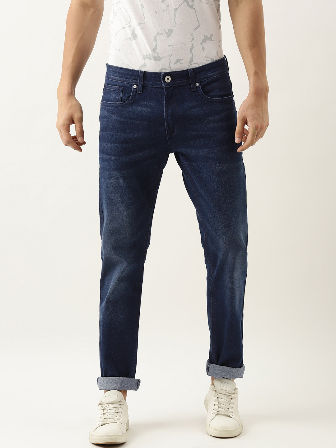 

Peter England Casuals Men Blue Slim Fit Mid-Rise Clean Look Light Fade Stretchable Jeans