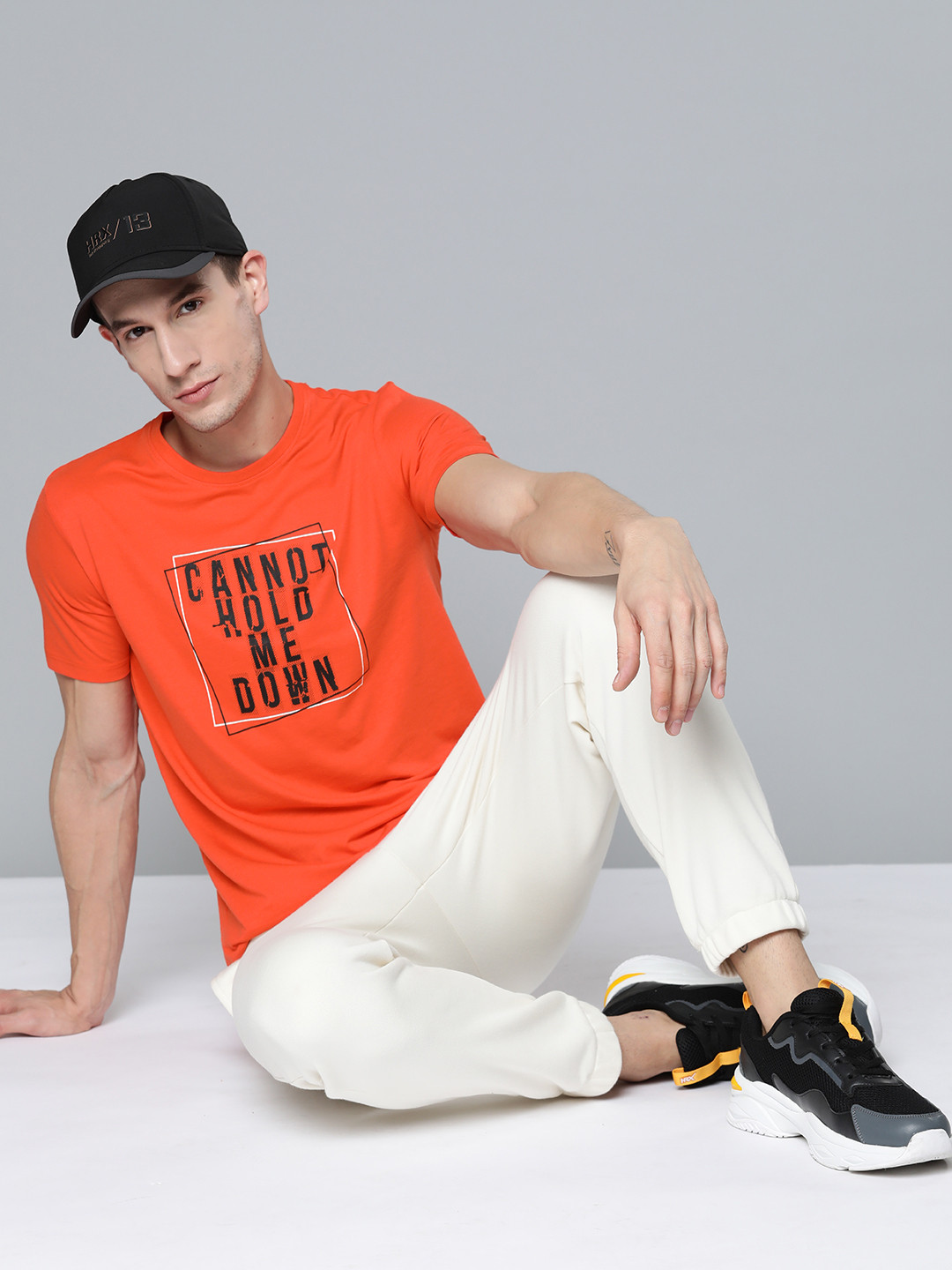 

HRX By Hrithik Roshan Lifestyle Men Oxy Fire Bio-Wash Brand Carrier T-shirt, Rust