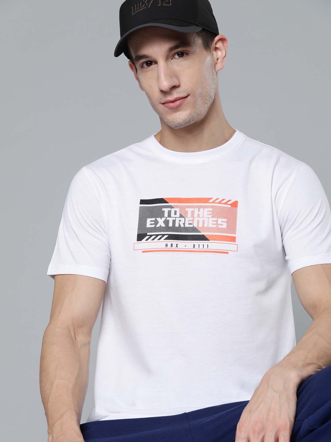 

HRX By Hrithik Roshan Lifestyle Men Optic White Bio-Wash Brand Carrier T-shirt