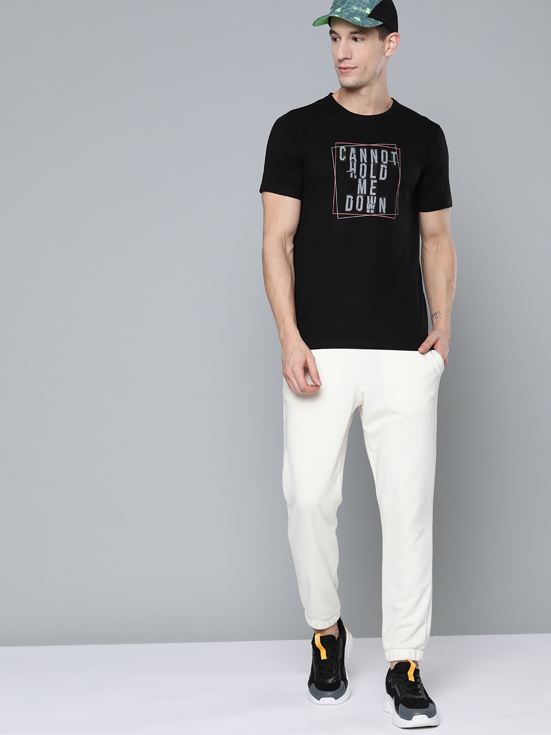 

HRX By Hrithik Roshan Lifestyle Men Jet Black Bio-Wash Brand Carrier T-shirt