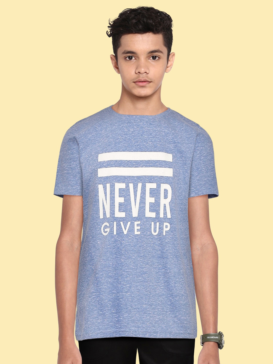 

HRX By Hrithik Roshan Lifestyle U-17 Boys Blue Bio-Wash Brand Carrier T-shirts