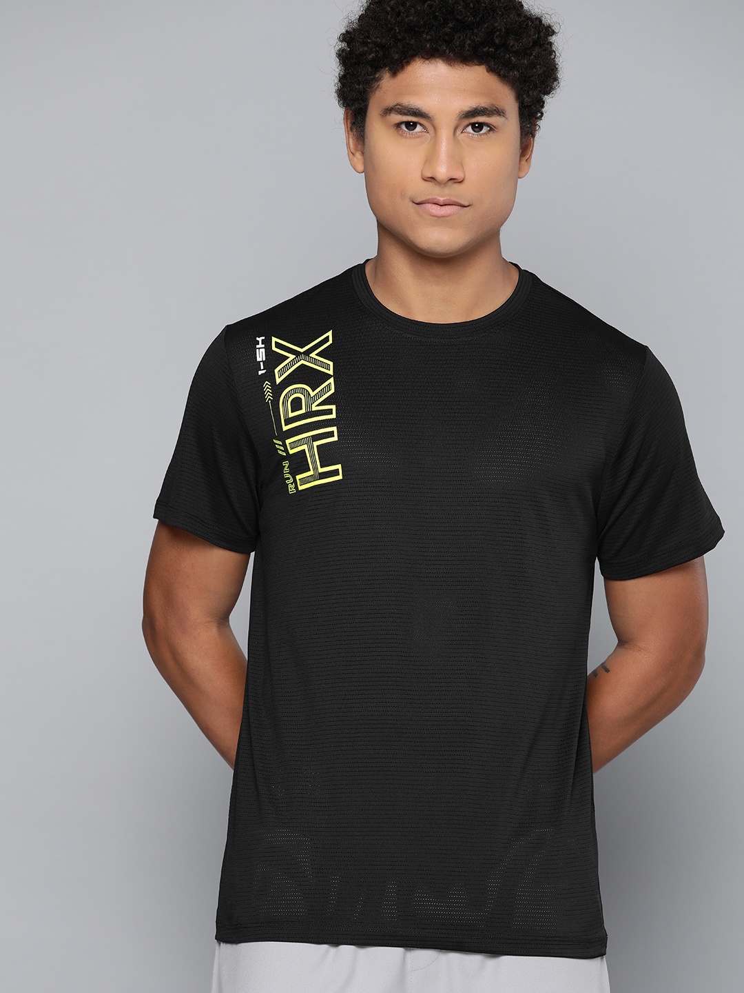 

HRX By Hrithik Roshan Running Men Jet Black Antimicrobial Brand Carrier T-shirt