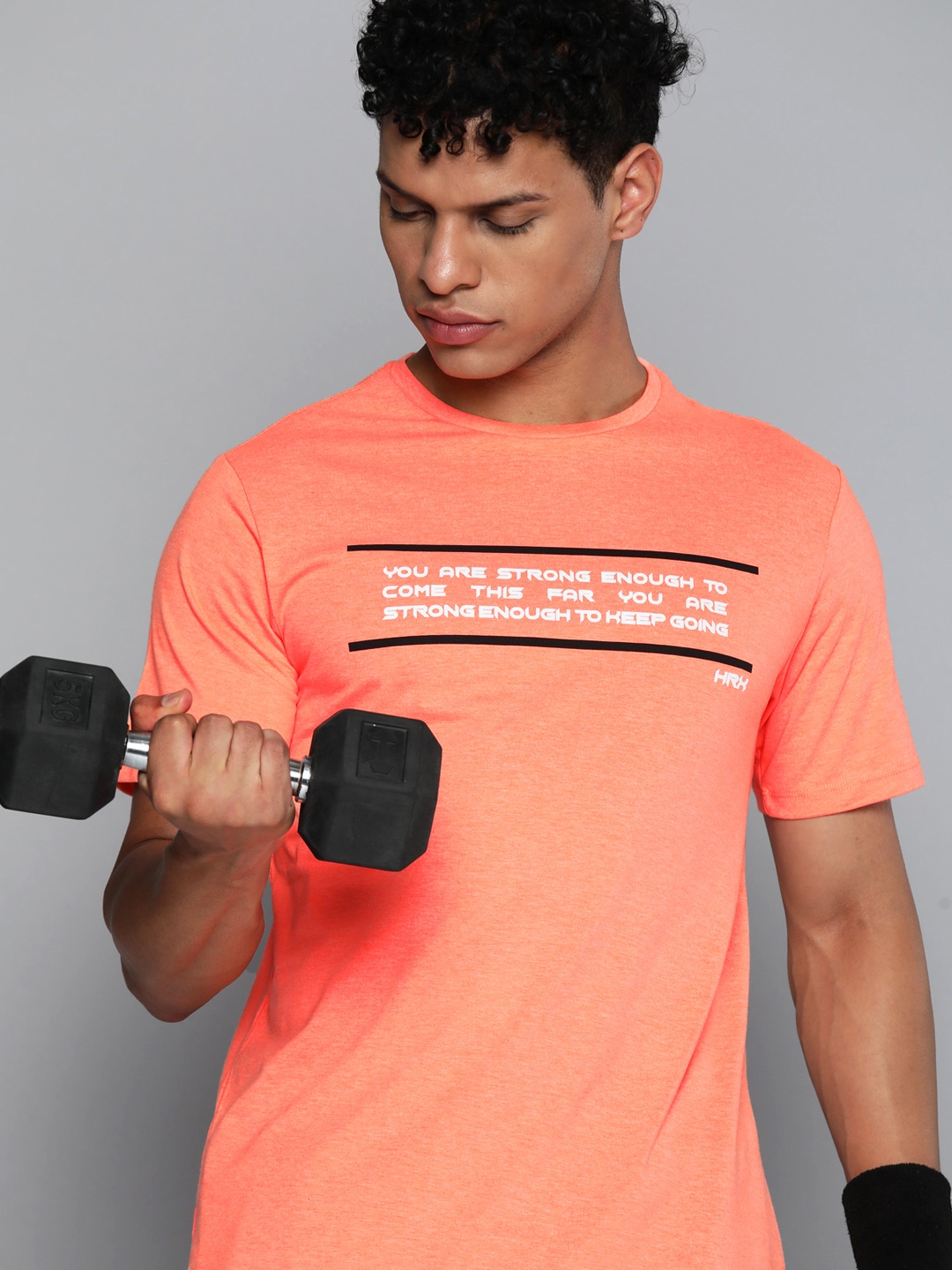 

HRX By Hrithik Roshan Training Antimicrobial Brand Carrier T-shirt, Orange