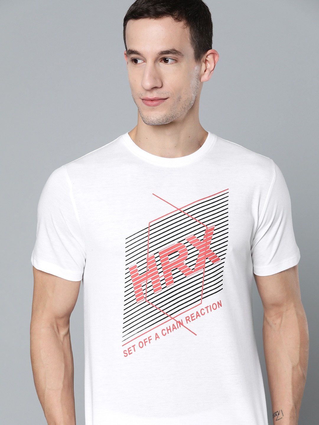 

HRX By Hrithik Roshan Lifestyle Men Optic White Bio-Wash Brand carrier Tshirts