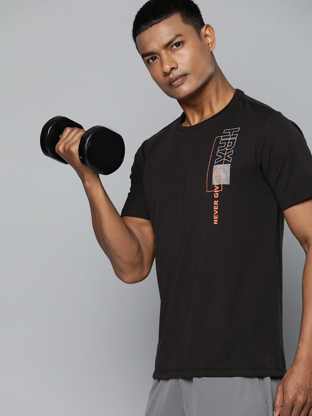 

HRX By Hrithik Roshan Training Antimicrobial Brand Carrier T-shirt, Black