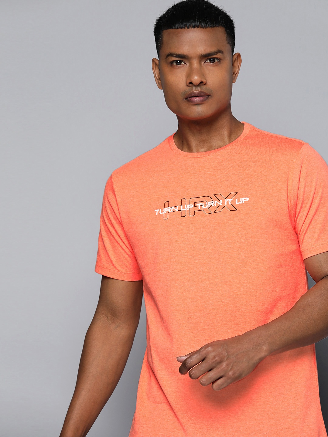 

HRX By Hrithik Roshan Training Antimicrobial & Rapid-Dry Brand carrier T-shirt, Orange
