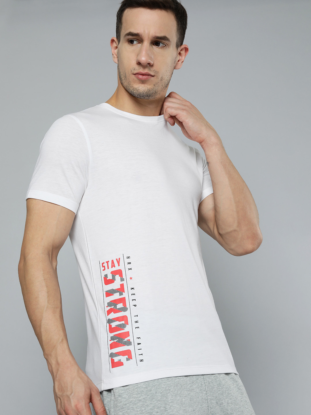

HRX By Hrithik Roshan Lifestyle Men Optic White Bio-Wash Brand Carrier Tshirt