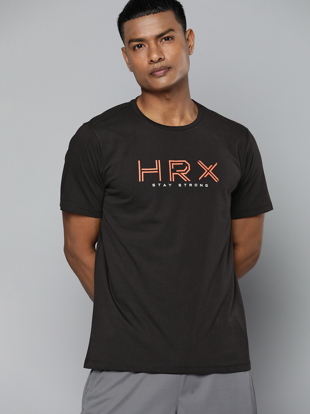 

HRX By Hrithik Roshan Training Antimicrobial Brand Carrier T-shirt, Black