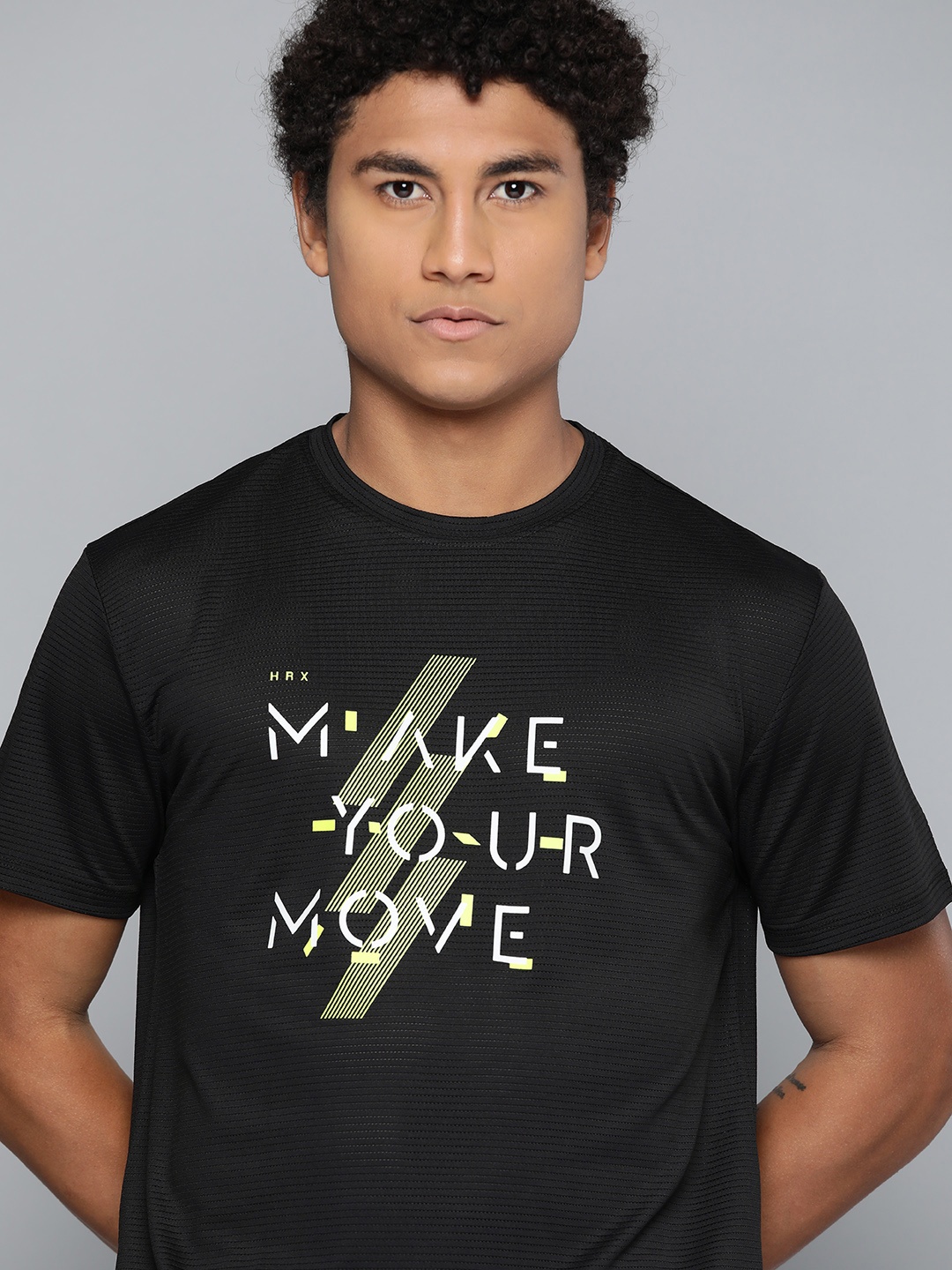 

HRX By Hrithik Roshan Running Men Jet Black Antimicrobial Brand Carrier T-shirt