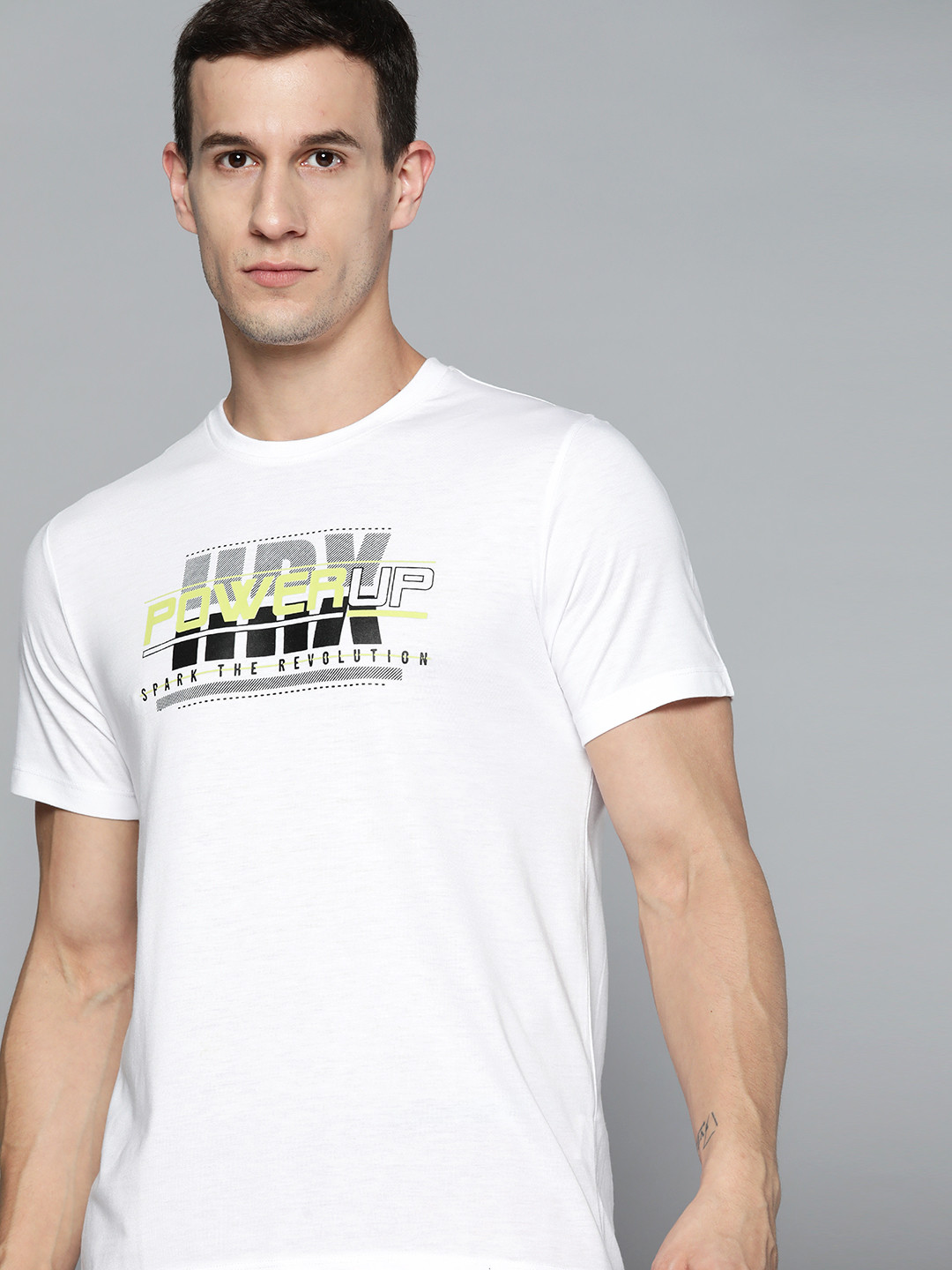 

HRX By Hrithik Roshan Lifestyle Men Optic White Bio-Wash Brand Carrier T-shirts