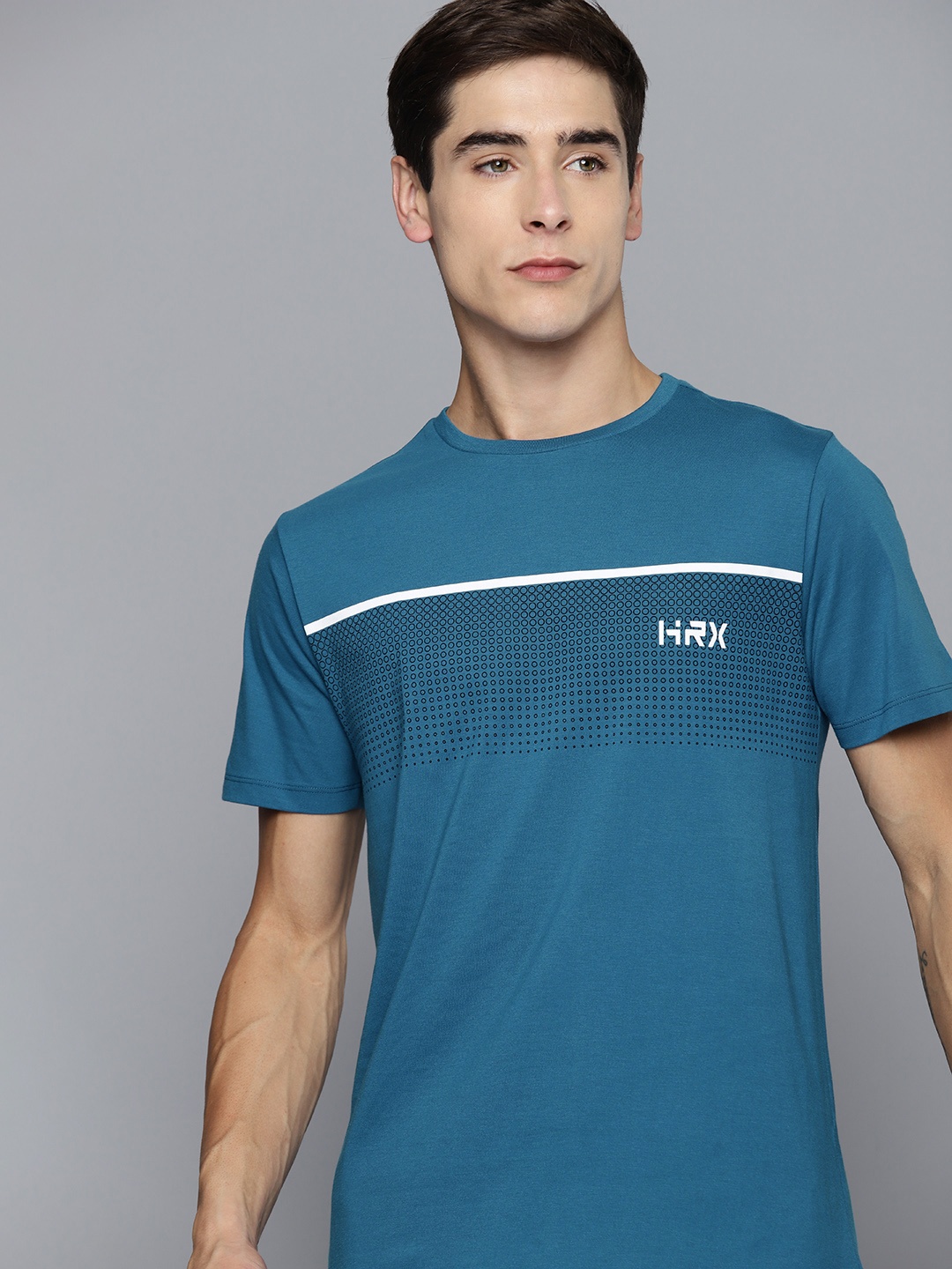 

HRX By Hrithik Roshan Training Antimicrobial Brand Carrier T-shirt, Teal