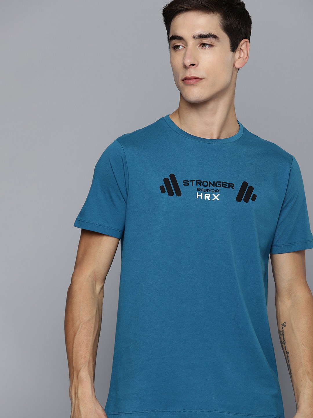 

HRX By Hrithik Roshan Training Antimicrobial Brand Carrier T-shirt, Teal