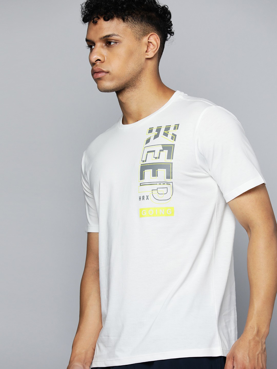 

HRX By Hrithik Roshan Training Men Antimicrobial Brand Carrier T-shirt, White