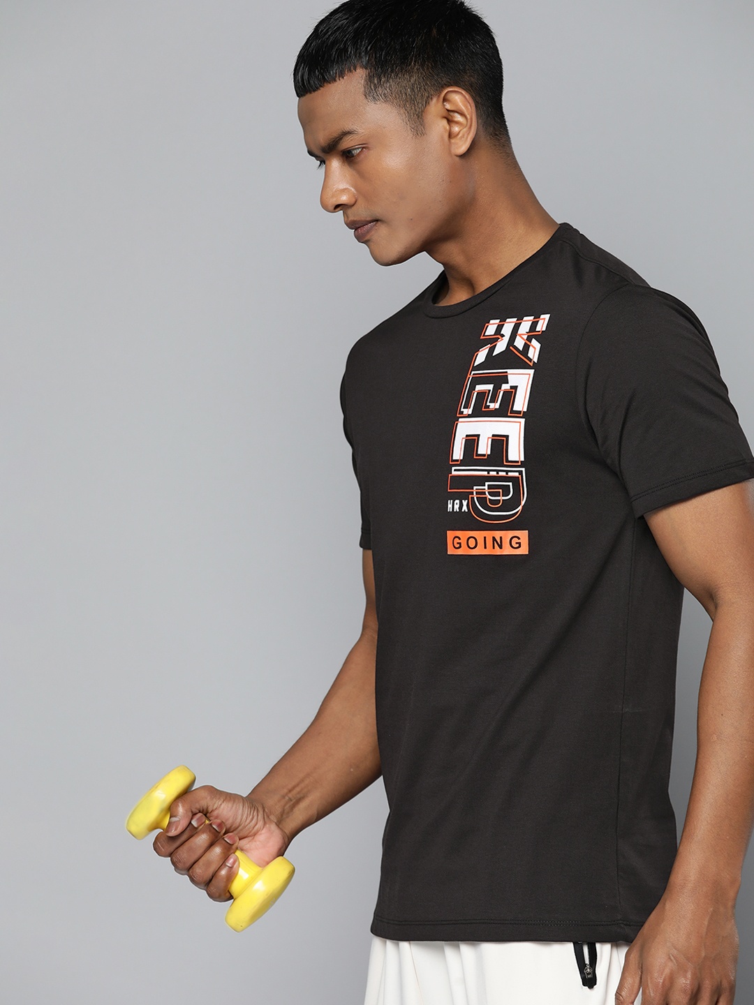 

HRX By Hrithik Roshan Training Men Antimicrobial Brand carrier Tshirts, Black