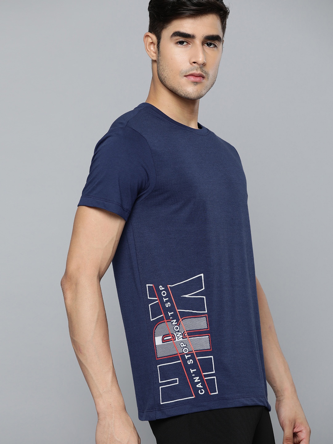 

HRX By Hrithik Roshan Lifestyle Men Medieval Blue Bio-Wash Brand carrier Tshirts, Navy blue