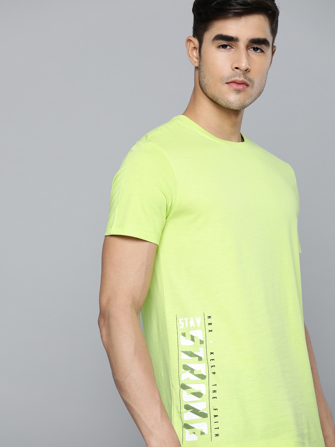 

HRX By Hrithik Roshan Lifestyle Men Sulphur Spring Bio-Wash Brand carrier Tshirts, Lime green