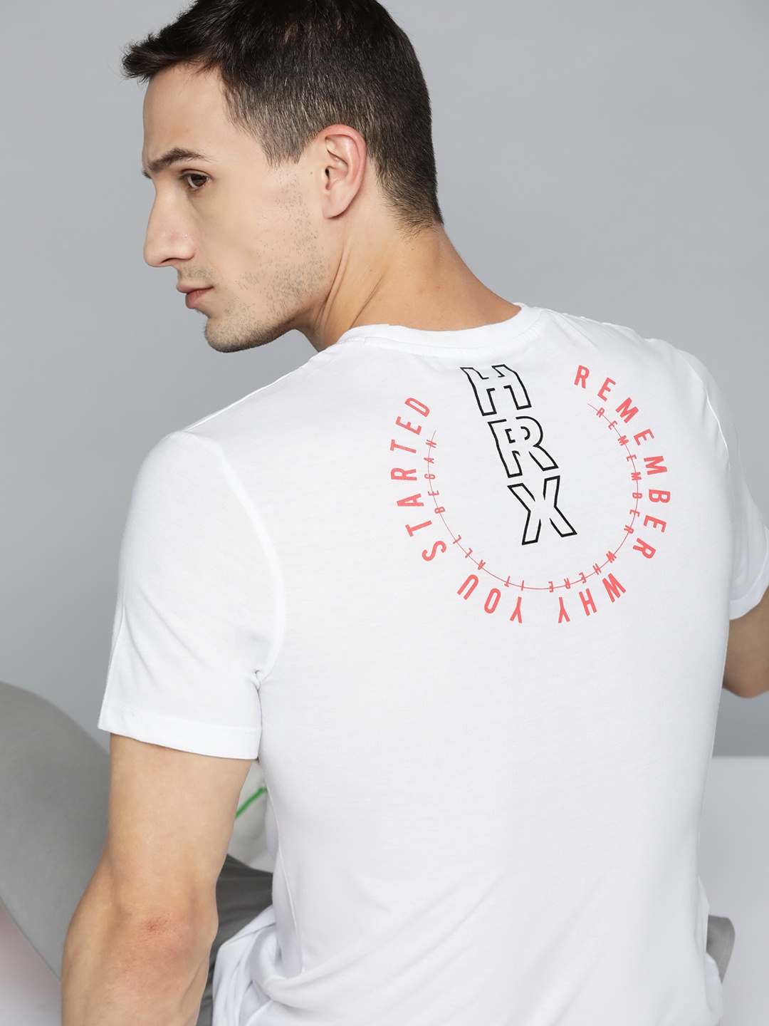 

HRX By Hrithik Roshan Lifestyle Men Optic White Bio-Wash Brand Carrier T-Shirts