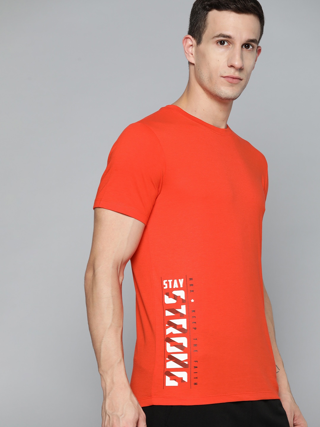 

HRX By Hrithik Roshan Lifestyle Men Oxy Fire Bio-Wash Brand Carrier T-shirts, Orange