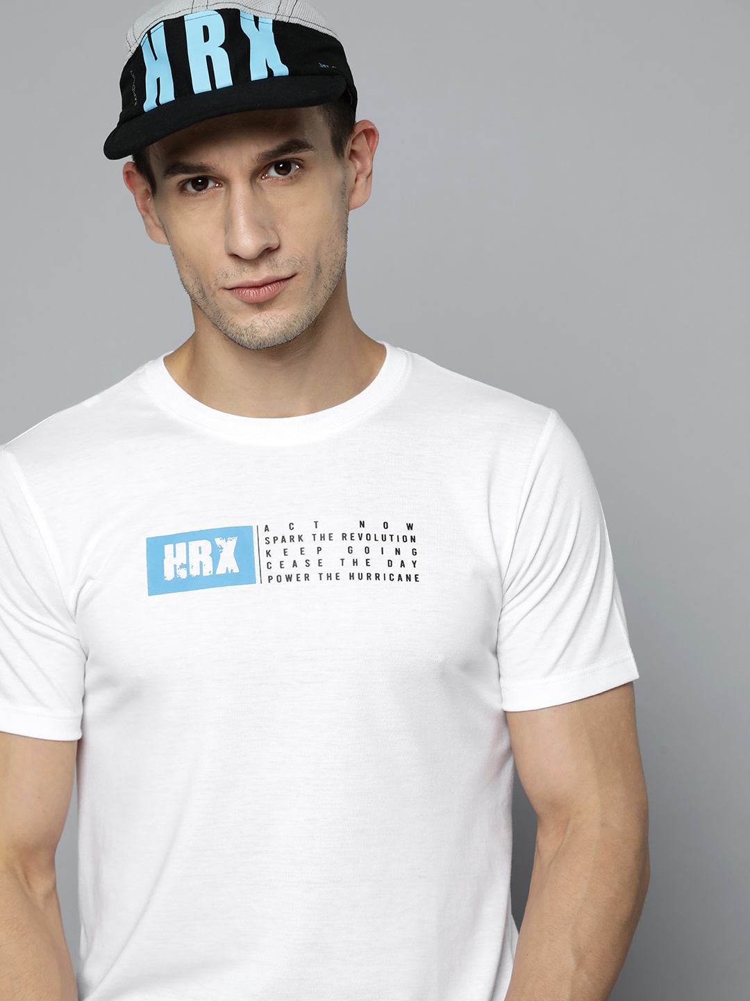 

HRX By Hrithik Roshan Lifestyle Men Optic White Bio-Wash Brand Carrier T-Shirts