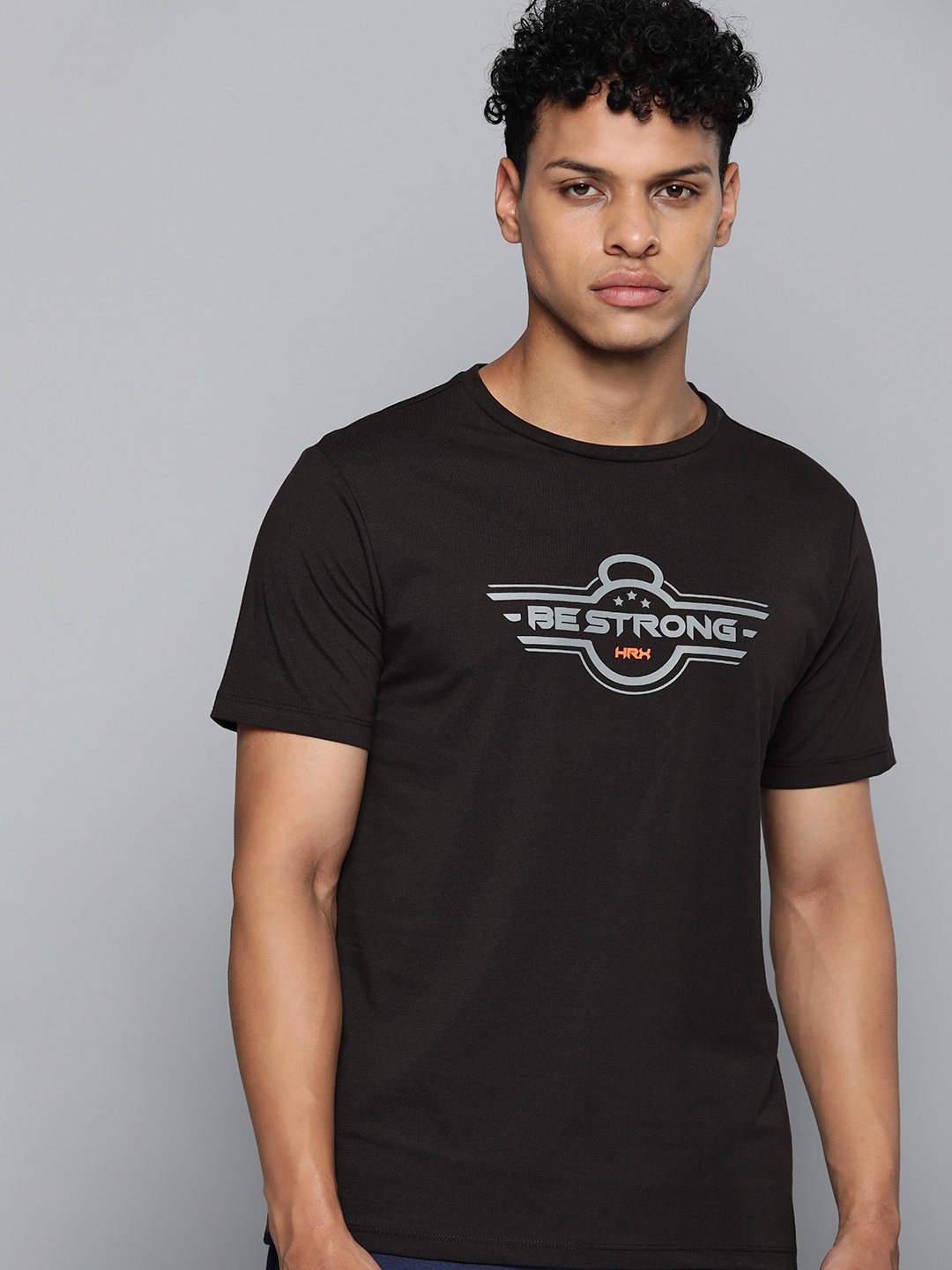 

HRX By Hrithik Roshan Antimicrobial Brand carrier Training T-shirts, Black