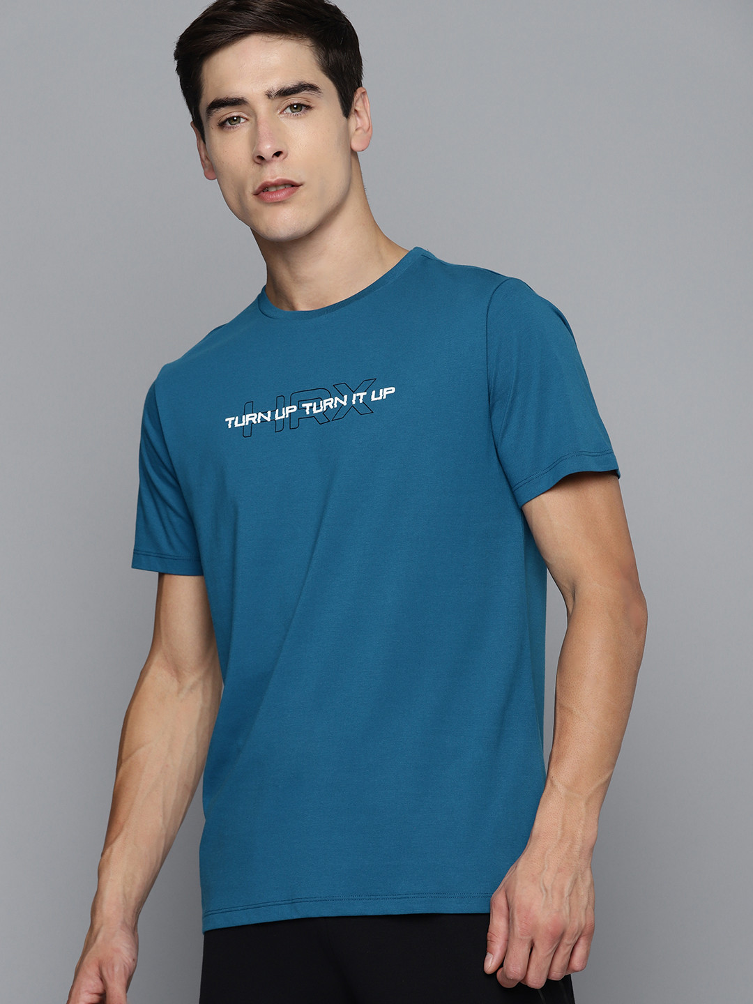 

HRX By Hrithik Roshan Training Antimicrobial Brand Carrier T-shirt, Teal