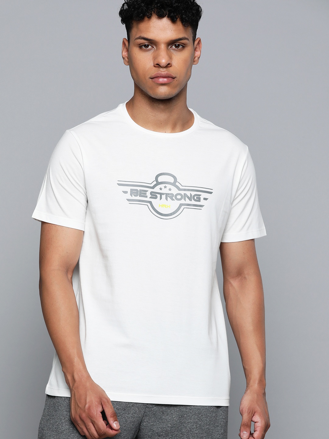 

HRX By Hrithik Roshan Training Men Antimicrobial Brand Carrier T-shirt, White