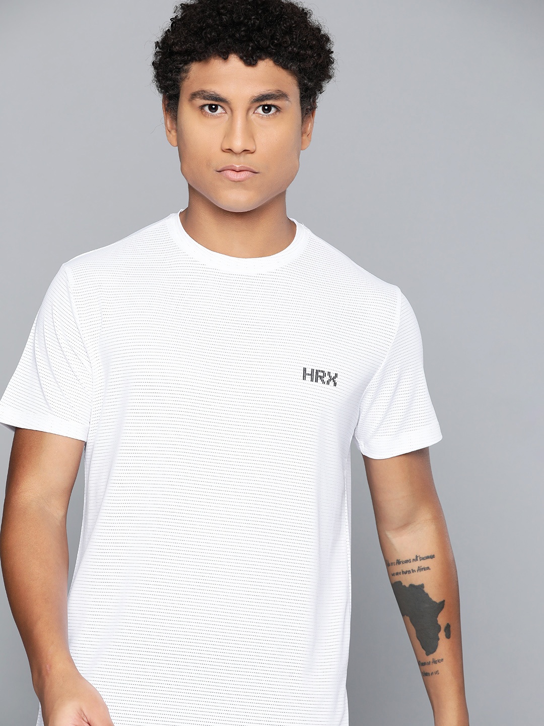 

HRX By Hrithik Roshan Running Men Optic White Antimicrobial Brand Carrier Tshirts