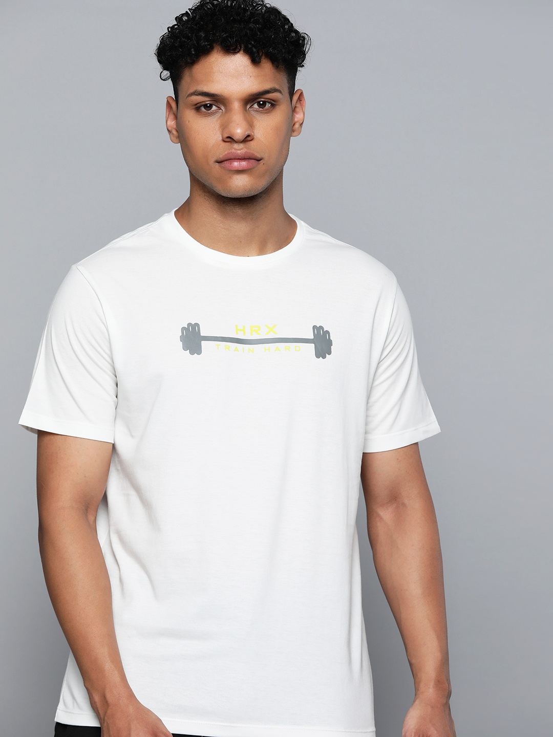 

HRX By Hrithik Roshan Training Men Antimicrobial Brand Carrier T-shirt, White