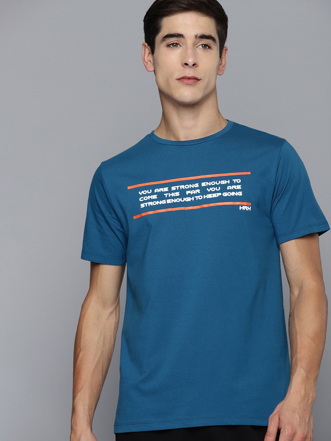 

HRX By Hrithik Roshan Training Antimicrobial Brand Carrier T-shirt, Teal