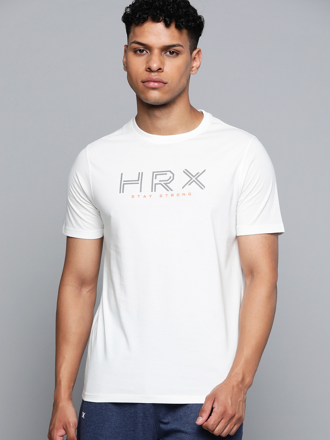 

HRX By Hrithik Roshan Training Men Antimicrobial Brand Carrier T-shirt, White