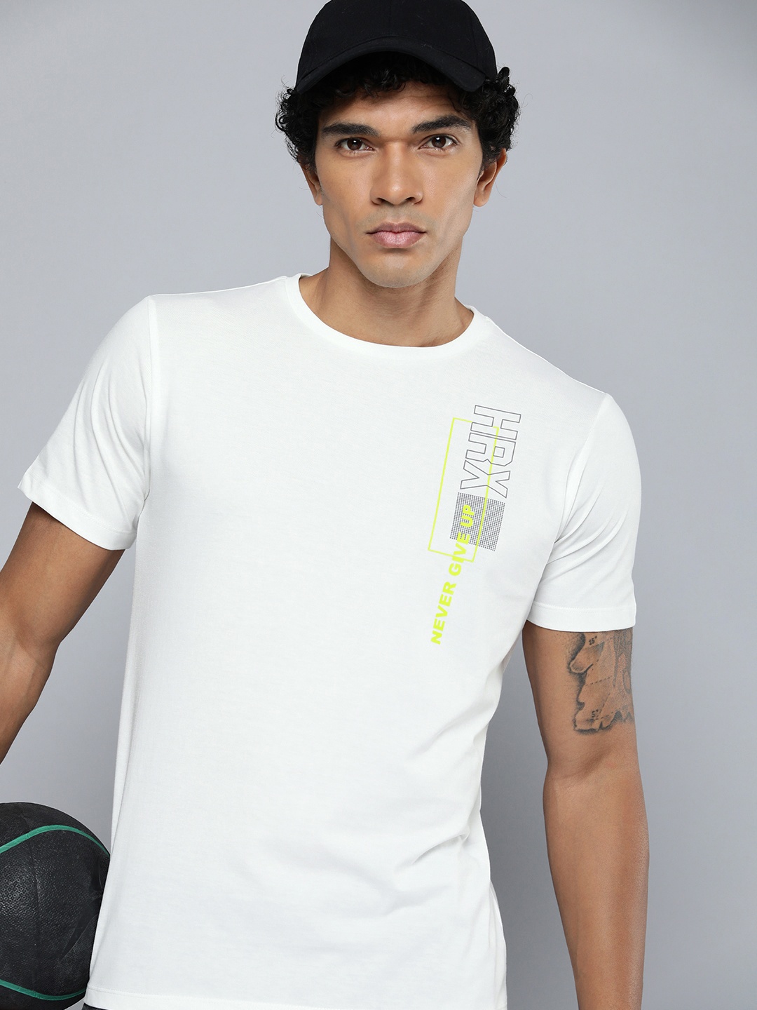

HRX By Hrithik Roshan Training Men Bright White Antimicrobial Brand carrier T-shirts