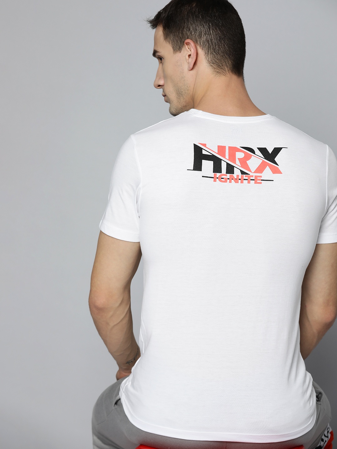 

HRX By Hrithik Roshan Lifestyle Men Optic White Bio-Wash Brand Carrier T-Shirts