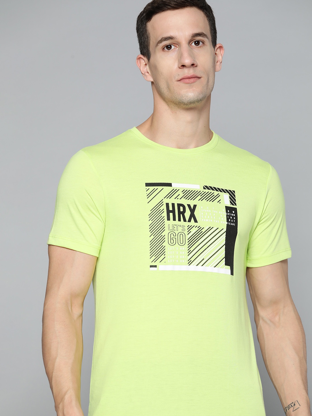 

HRX By Hrithik Roshan Lifestyle Men Sulphur Spring Bio-Wash Brand carrier Tshirts, Lime green