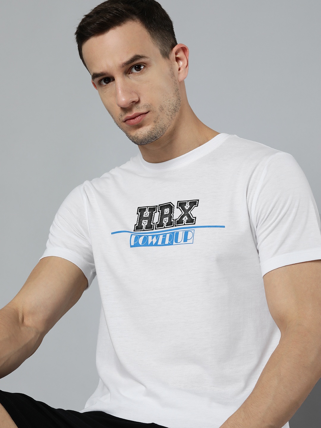 

HRX By Hrithik Roshan Lifestyle Men Optic White Bio-Wash Brand Carrier Tshirt
