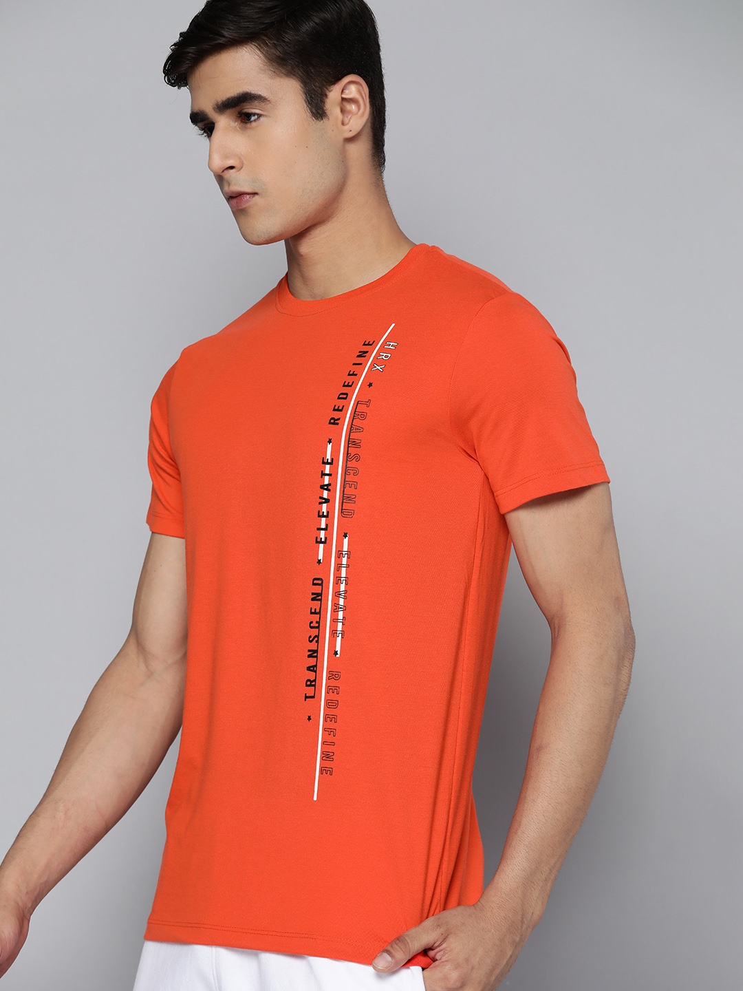 

HRX By Hrithik Roshan Lifestyle Men Oxy Fire Bio-Wash Brand Carrier T-shirt, Orange