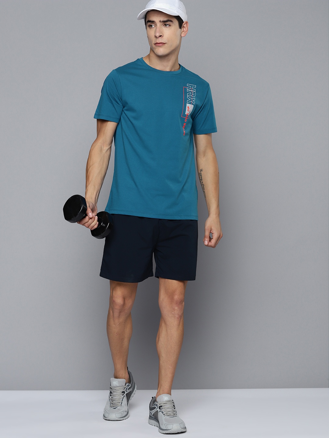 

HRX By Hrithik Roshan Training Antimicrobial Brand Carrier T-shirt, Teal