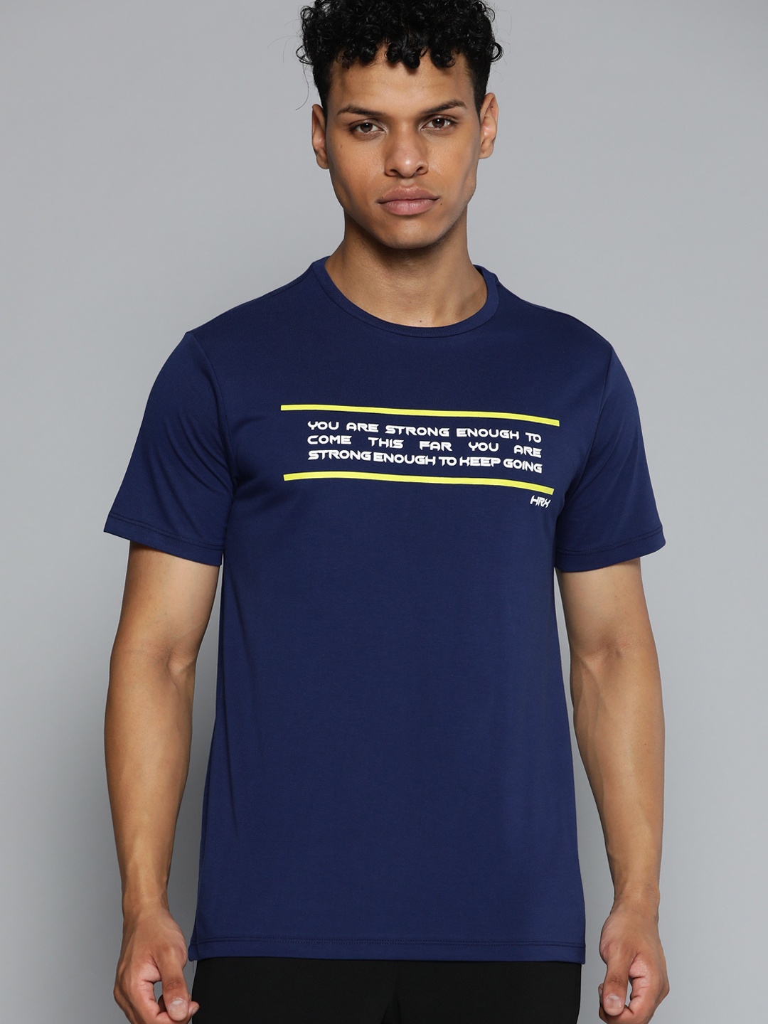 

HRX by Hrithik Roshan Typography Print Detail Rapid Dry Training T-shirt, Navy blue