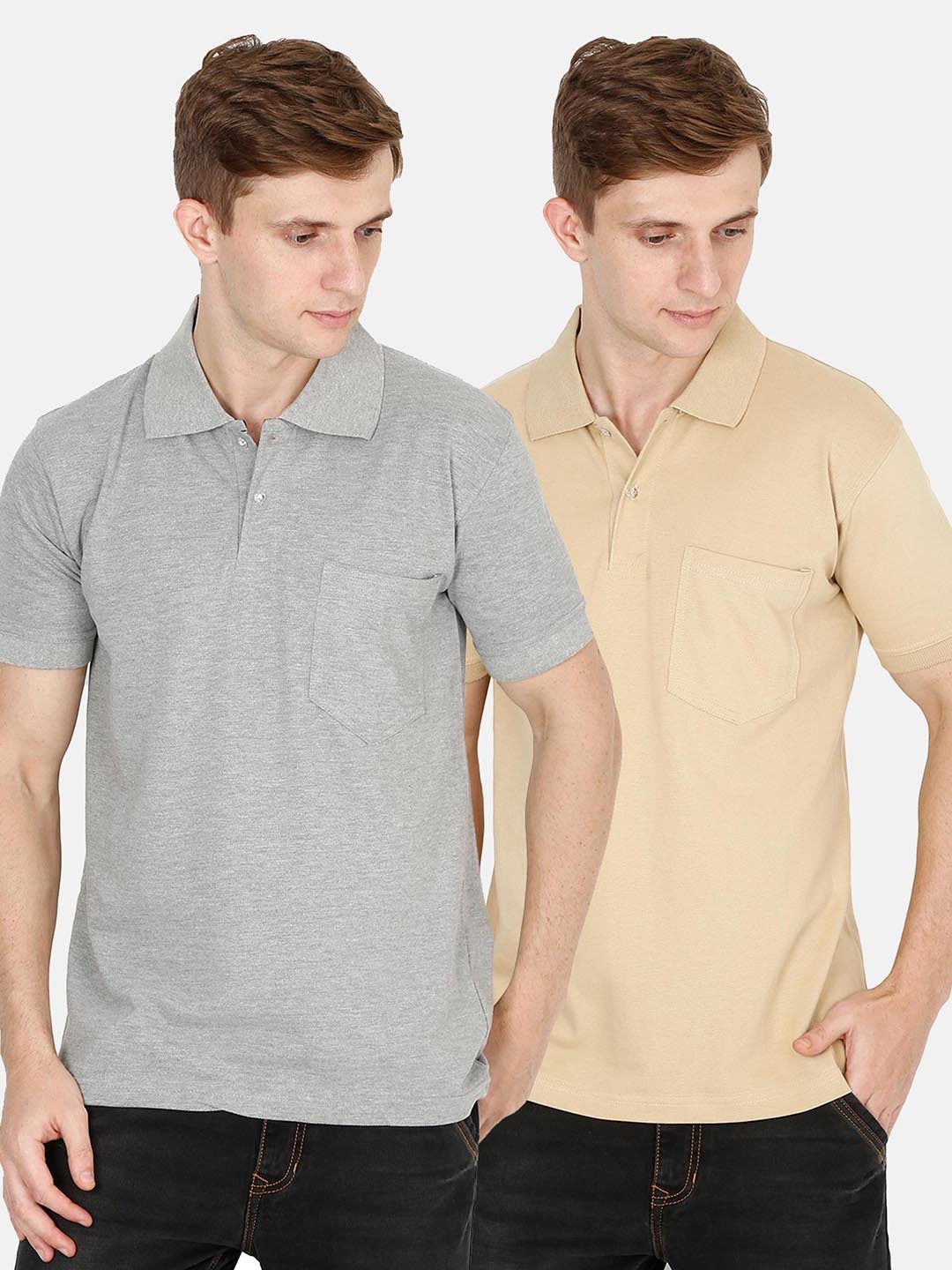 

Fleximaa Men Multicoloured (Set of 2) Polo Collar T-shirt, Multi