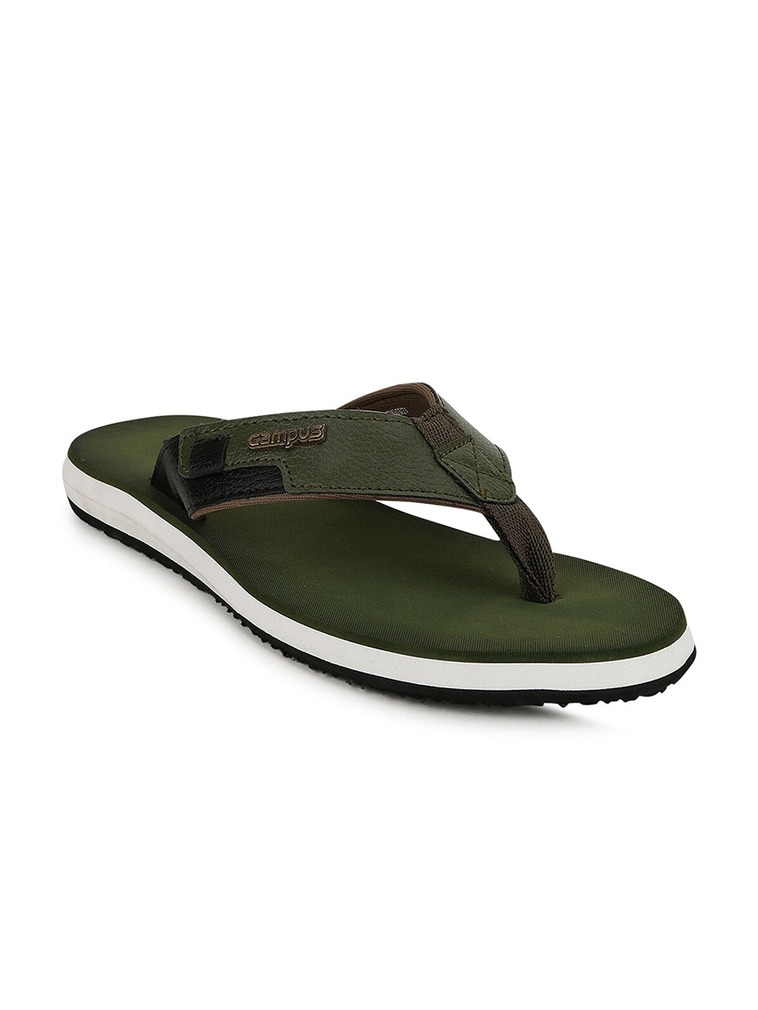 

Campus Men Olive Green & White Thong Flip-Flops